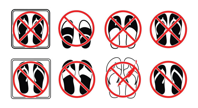 No footwear allowed various styles of sandals and flip flops prohibited