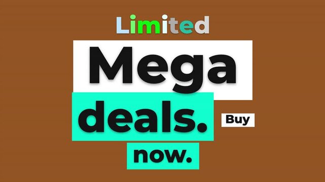 Dynamic Mega Sale Motion Graphic with limited time offers on a brown textured background
