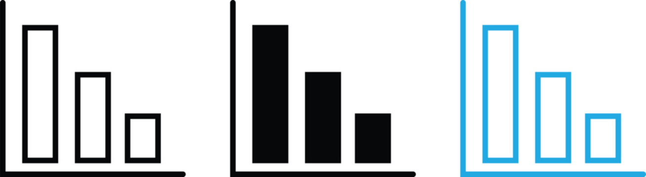 Declining bar chart icon showing business loss financial decrease and negative trend analysis concept isolated on transparent background.