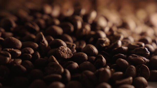 Camera tilt up over back light coffee beans