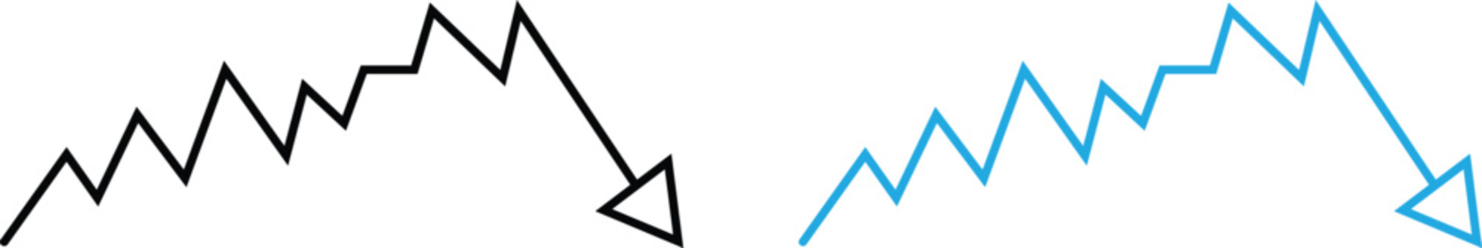 Zigzag line chart icon representing market fluctuation volatility and data variation analytics concept isolated on transparent background