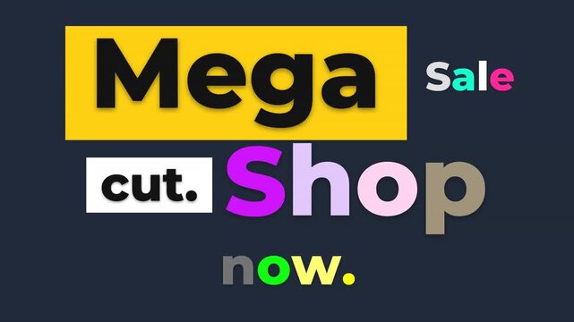 Mega Sale Motion Graphic featuring bold colorful typography for retail marketing and promotions