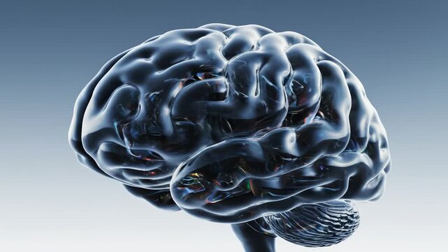 Glossy brain model against gradient background