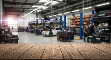 Fototapeta premium Auto repair garage mechanic workshop interior