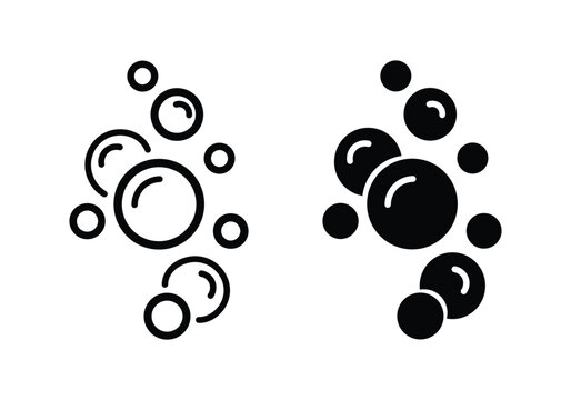 Soap bubbles icon. Foam bubble symbol. Sparkling water vector illustration. Fizzy soda drops sign. Oxygen sphere pictogram. Clean wash suds concept. Blue blowing bubbles icon set.
