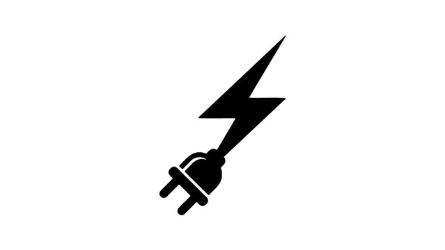 Electric plug with lightning bolt, shock icon, energy symbol, power surge