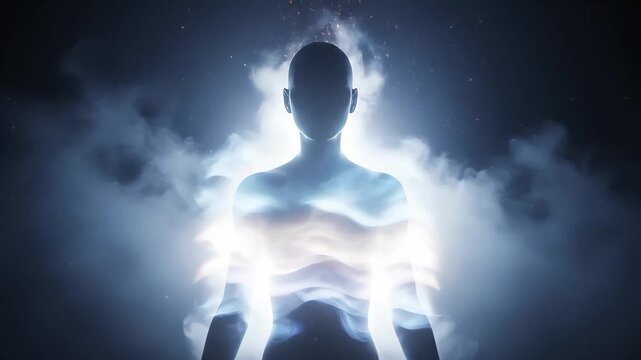 Luminous Human Aura Emanating Energy and Spirit