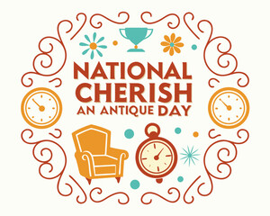 Naklejka premium Collectibles and Antiques Illustration Vector, Celebrate National Cherish an Antique Day