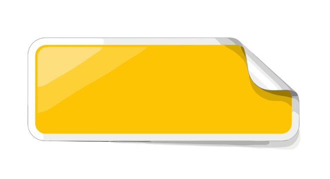 Glossy yellow label tab with a curled edge, isolated on a clean white background, showcasing a modern and sleek design