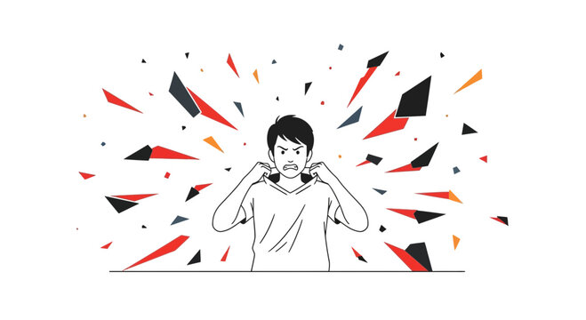 Frustrated man with exploding head, stress, anger, mental breakdown, abstract explosion