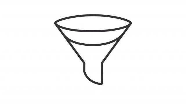 Animated funnel line icon. Shaking animation. Marketing leads. Information processing. Data sorting, conversion process. Outline element on white background. HD video with alpha channel