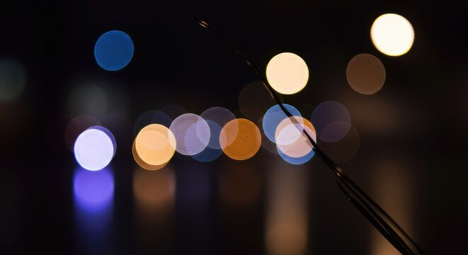 A close-up view showing beautiful soft focus and glowing bokeh lights against a deliberately blurred background setting, artistic, field, close-up