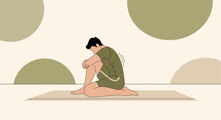 Obraz premium Man Meditating in Seated Pose, Embracing Inner Peace and Mindfulness