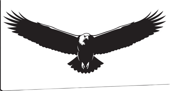 Vector black eagle icon with outstretched wings