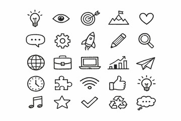 Obraz premium Collection of various line icons for business and communication