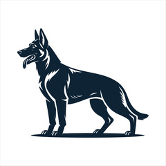 Fototapeta premium German Shepherd Silhouette Vector Standing Side View for K9 Security Police Dog and Pet Training School Branding