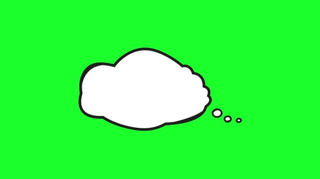 Green screen Talk Thinking cartoon cloud doodle bubble animation 4k