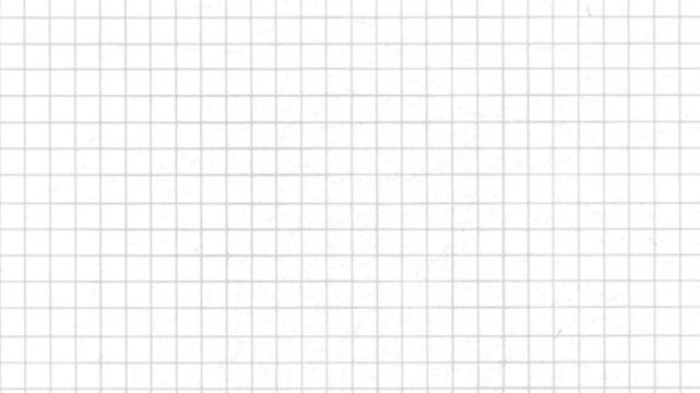 Checkered paper animation background. Horizontal motion graphic of white grid notebook texture for education, math, and science projects. Minimalist style for overlays and text backdrops.