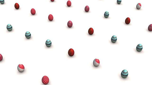 Loopable pattern of Colorful Easter eggs moving in row
