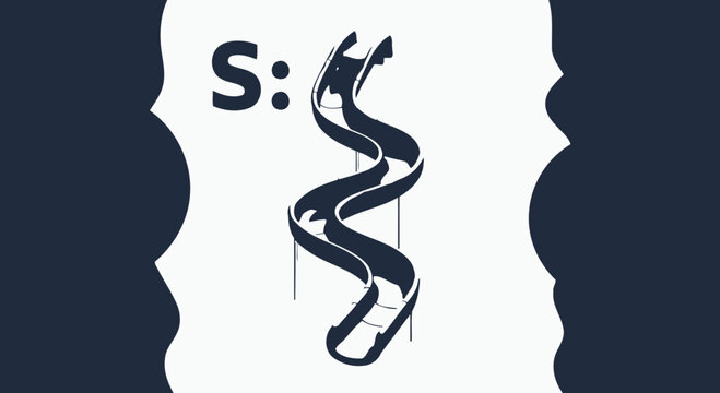 A stylized letter S icon with a snake-like design element on a white background
