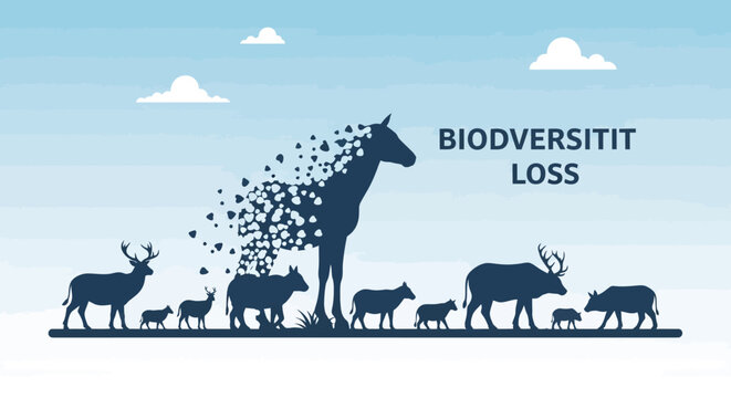 Biodiversity Loss Concept with Animal Silhouettes