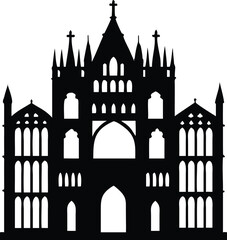 Fototapeta premium Detailed black silhouette of a gothic cathedral with spires