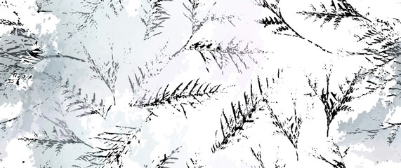 Aesthetic Seamless Pattern. Leaves Trees, Shrubs Stamp Effect. Neutral Tree Leaf Pattern. Texture Spots Watercolor Overlay. Transparency Wallpaper Rustic Modern Design. Fancy Delicate Fabric Textile.