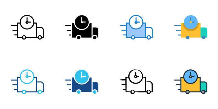 Delivery window icons set multiple style collection. Editable stroke 
