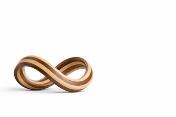 Fototapeta premium Bentwood infinity ring sculpture in laminated maple and walnut isolated on white background