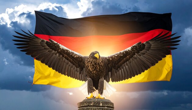 Eagle with German Flag Background &ndash; Strength and National Symbol Concept