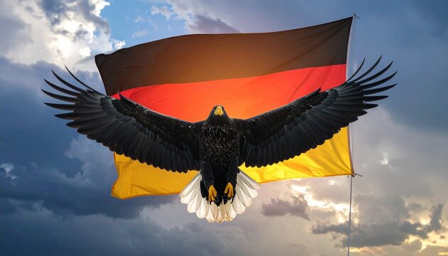 Eagle with German Flag Background &ndash; Strength and National Symbol Concept