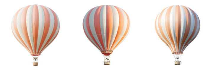 Fototapeta premium Set of Hot air balloon in bold geometric color design on transparent png background. Ai generated