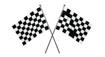 Fototapeta premium Two crossed checkered finish line racing flags vector illustration symbolizing victory and completion of a competition