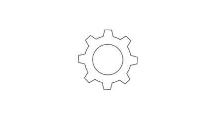 Fototapeta premium Simple Gear Icon Outline, Cogwheel Symbol, Engineering and Mechanics Concept