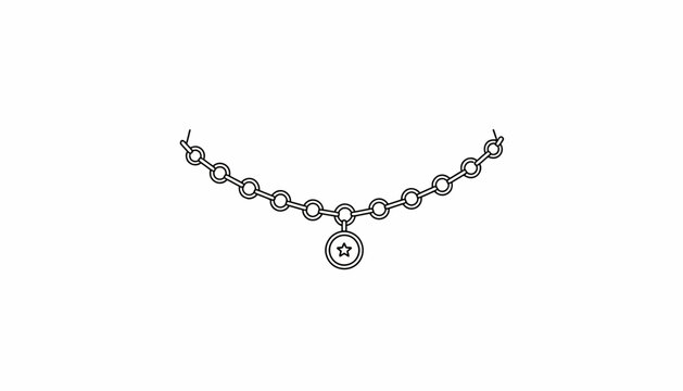 Simple Chain Necklace with Star Pendant - Line Art Illustration