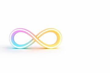 Naklejka premium Contemporary neon ribbon sculpture in an endless loop form isolated on white background