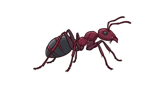 Detailed vector illustration of a red ant on a white background