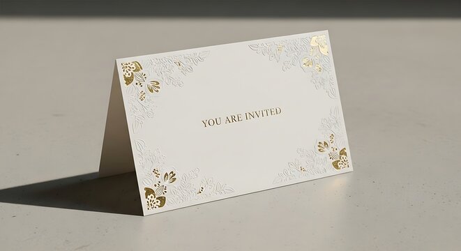 Elegant invitation card with floral design and text that reads 'YOU ARE INVITED', perfect for special occasions