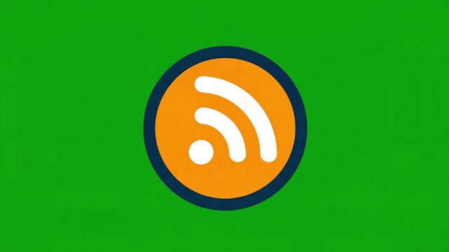 RSS Feed Icon Symbol on Green Background.