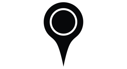 Simple black map pin icon with a white circular outline on a white background © Imdadul_Studio