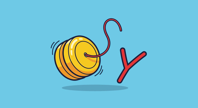 A cartoon illustration of a coin being hooked by a red fishing hook on a light blue background