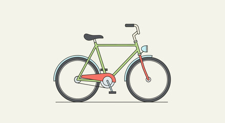 Fototapeta premium A colorful illustration of a bicycle with a green frame and red accents