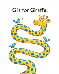 Obraz premium authentic human lifestyle concept G is for Giraffe: Cute Animal Alphabet Illustration for Kids Learning. Fun cartoon for preschool and kindergarten education. modern commercial stock usage