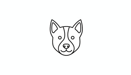Fototapeta premium Minimalist Dog Face Icon, Outline Portrait of a Cute Puppy Head, Simple Line Art Pet Logo