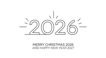 Fototapeta premium Minimalist 2026 Year Number with Christmas and New Year Greeting