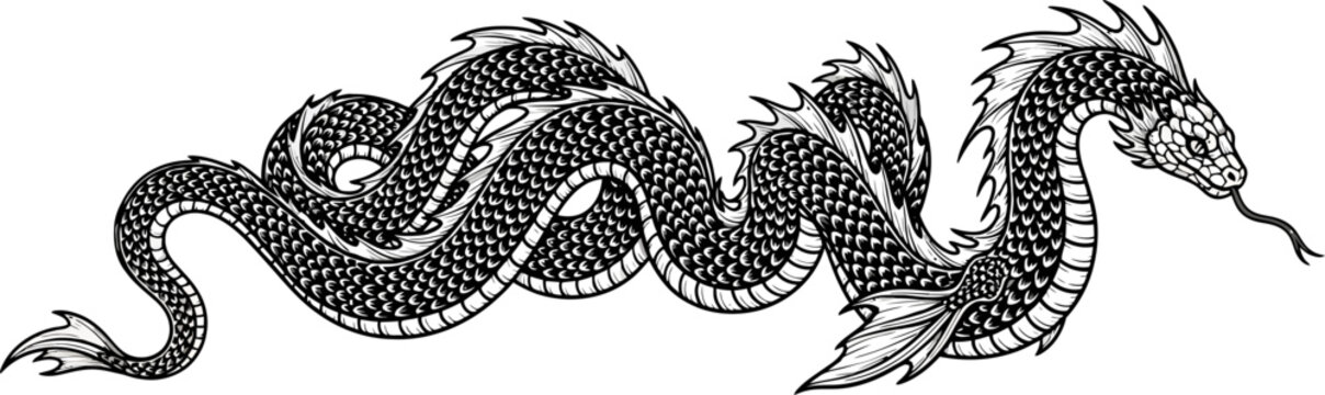 Slender sea serpent swimming through the water