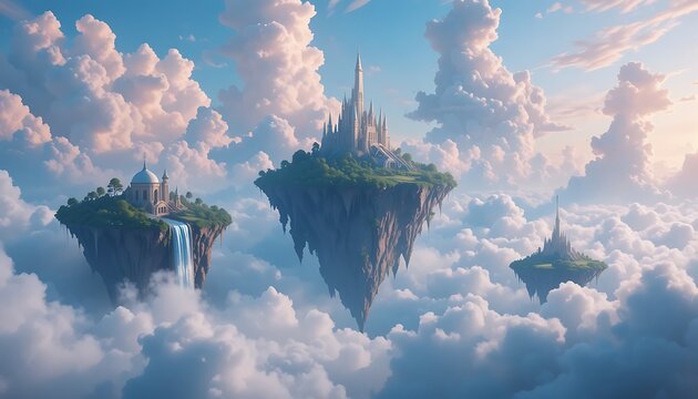 Fantasy Floating Islands and Castles in the Clouds