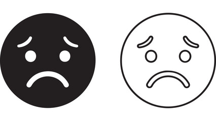 Fototapeta premium Sad face icon set with outline and filled version