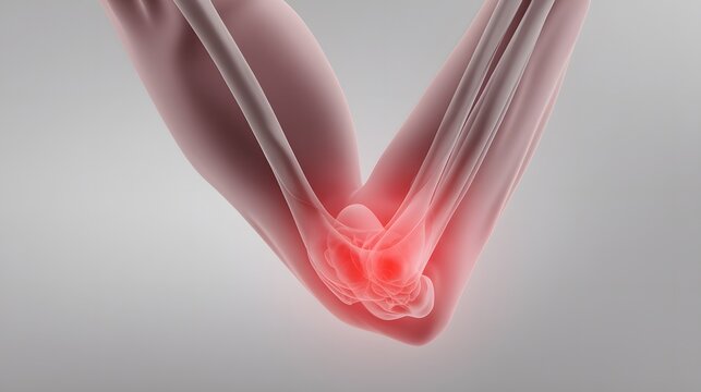 Painful elbow joint close up reveals anatomical detail realistic skin texture medical education imagery
