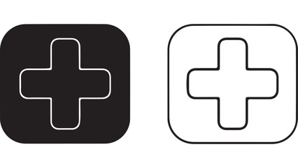 Obraz premium Medical cross icon in square shape with transparent background